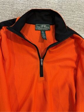 Lauren Ralph Lauren Orange Half-Zip Pullover with Black Trim